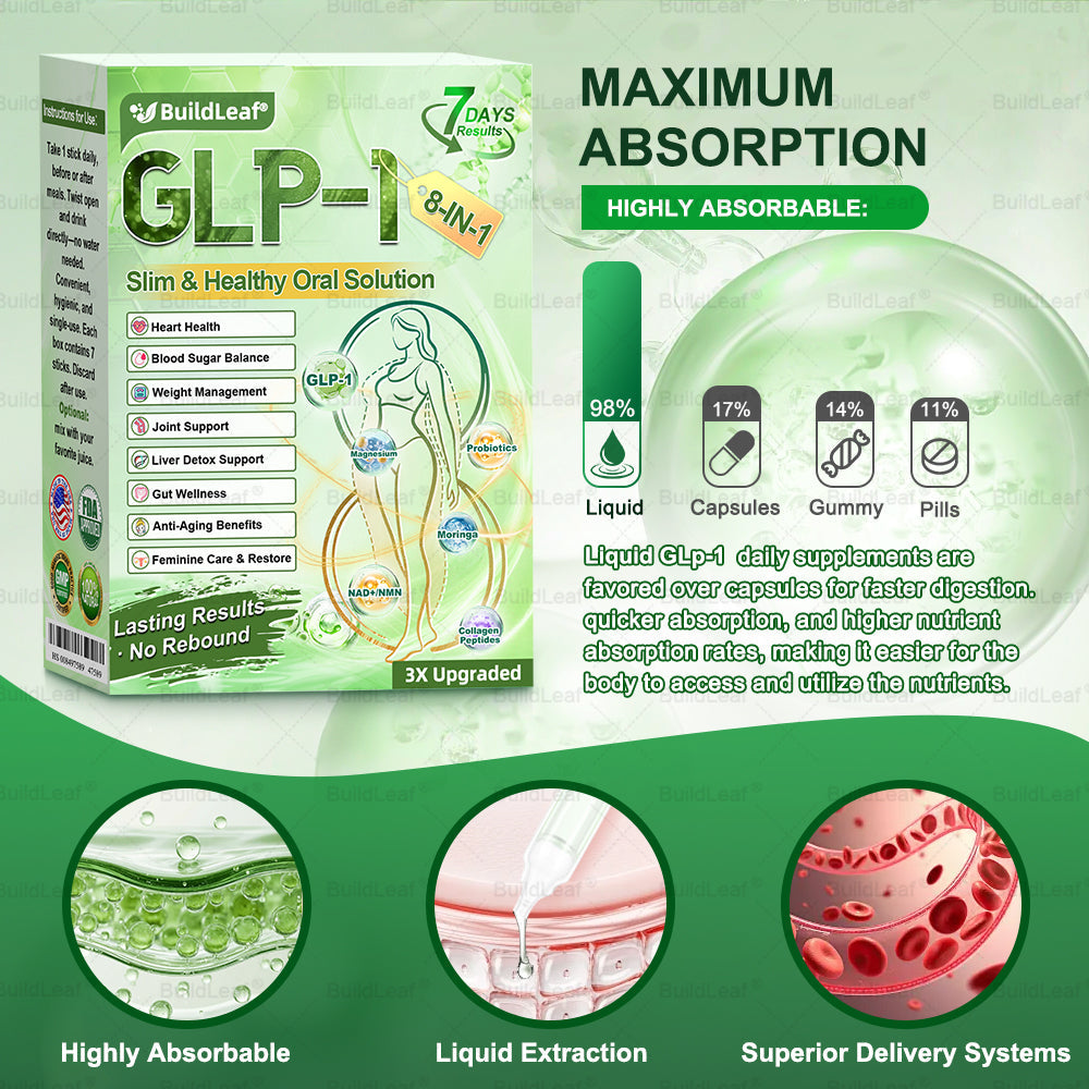 🇺🇸BuildLeaf® GLP-1 8-in-1 Slim & Healthy Oral Solution (Once a day, results in 7 days), With 100 Billion CFU Active Probiotics ✅ Supports weight management, heart health, diabetes, gut & women’s health, while firming skin & boosting energy.