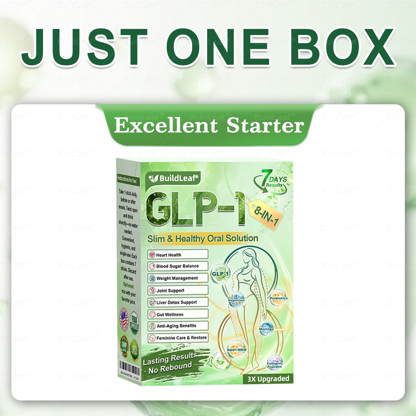 🇺🇸BuildLeaf® GLP-1 8-in-1 Slim & Healthy Oral Solution (Once a day, results in 7 days), With 100 Billion CFU Active Probiotics ✅ Supports weight management, heart health, diabetes, gut & women’s health, while firming skin & boosting energy.